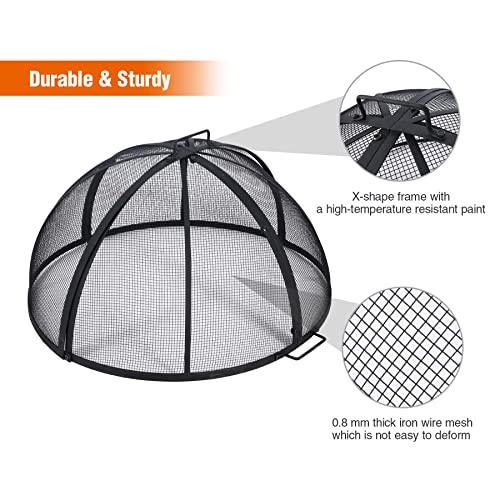 Redcamp Fire Pit Spark Screen With Ring Handle, Heavy Duty Iron Round Fire Pit Mesh Screen For Outdoor Backyard , 30In Easy-Opening #TOP2