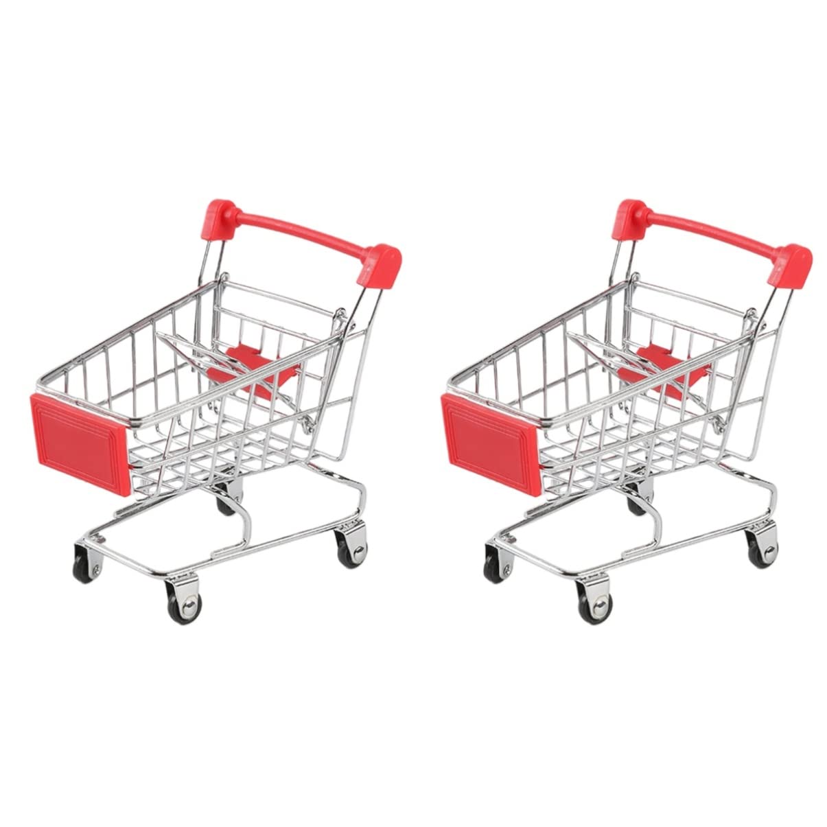 Toyvian 2pcs Shopping Cart shopping trolley toy shopping cart stainless steel trolley Supermarket Handcart Shopping