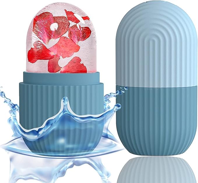 Resuable Face Ice Roller For Glowing Skin, Puffiness & Acne Relief - Cooling Facial Massager Tool For Men & Women - Ice Cube Roller For Skin Care (Blue)-image-29