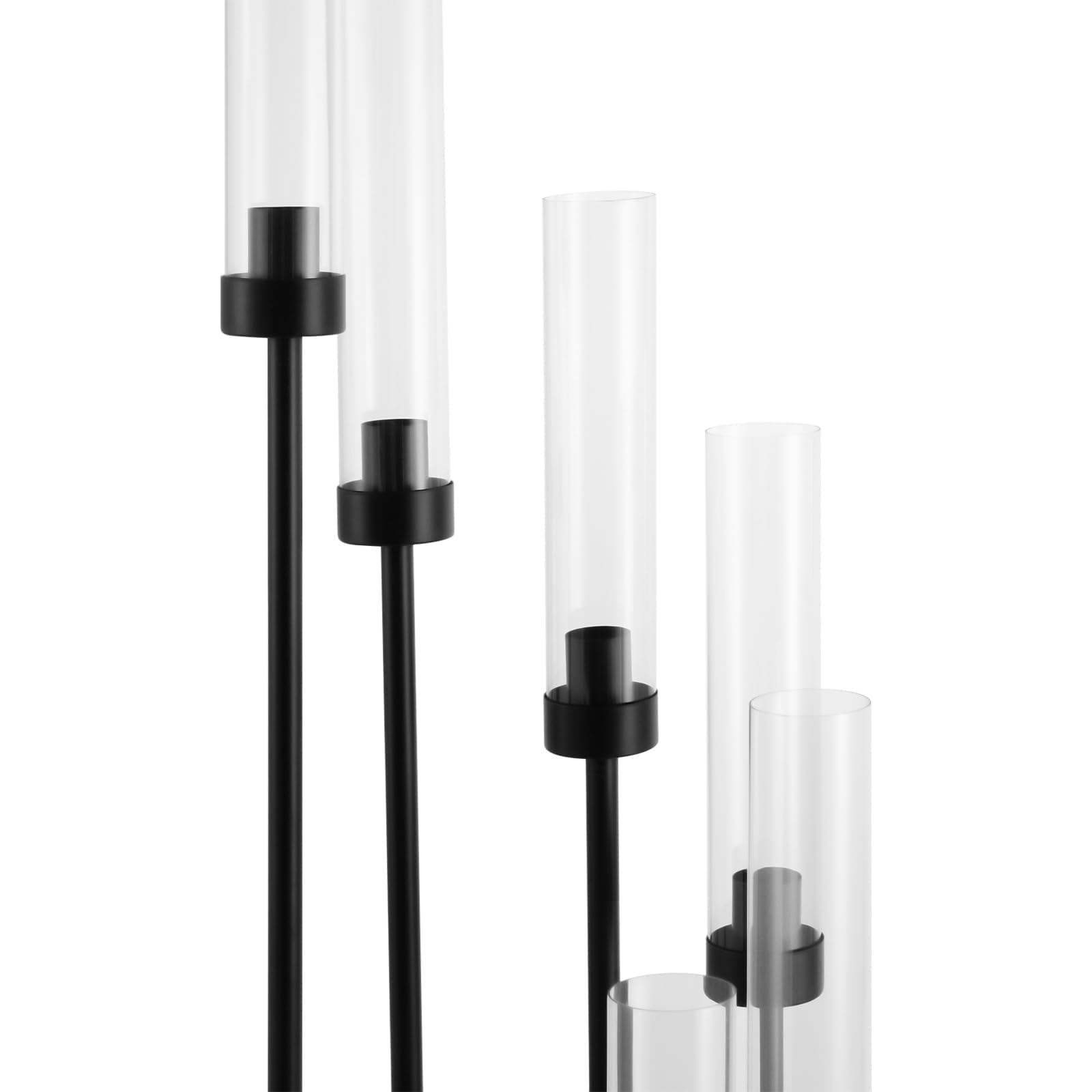 Lot De 2 Bougeoirs À 8 Branches, Centres De Table pour Bougies, avec Abat-Jour en Acrylique De Protection, Candélabres en Métal Noir pour Décoration De Mariage, Dîner Et Fêtes