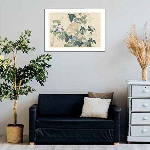 Impression d'art Hokusai encadrée liserons pour décorer un mur vide