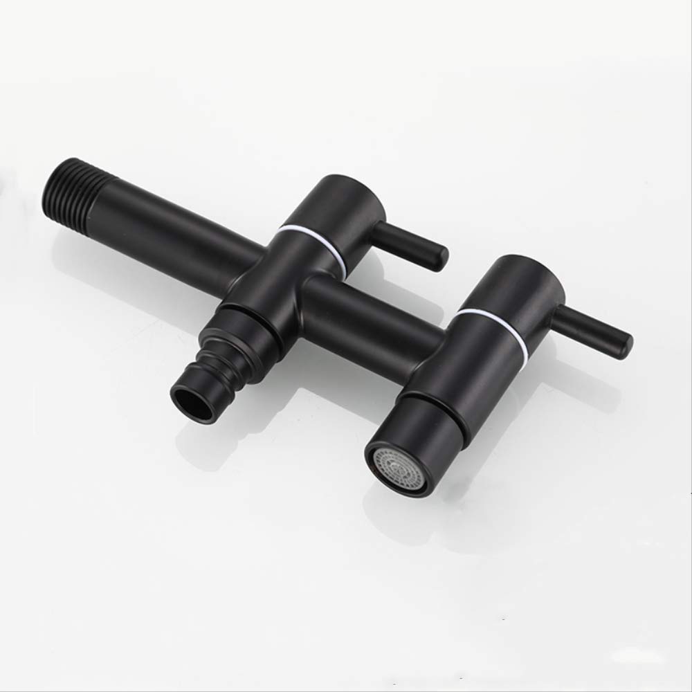 Rubinetto per lavatrice in acciaio inossidabile 304 nero da 2,5 cm 2 out doppio rubinetto da giardino rubinetto durevole e resistente alla ruggine perfetto per lavanderia e giardinaggio