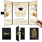 QIYANPAX 2026 Graduation Guest Book Alternative, Black and Gold Graduation Decorations Class of 2026, Graduation Signature Book, Congrats Grad Sign in Board, Graduation Gifts for Her Him