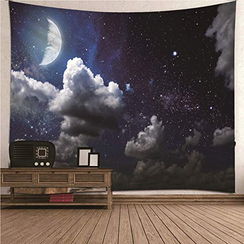 CEVAN Tapisserie Poster Décoration Murale Geante Lune Et Ciel Étoilé Tapisserie Om Tenture Murale Enfant Chambre Tissu Décoratif pour Suspension Murale...