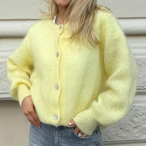 Image of Women Y2k Crop Cardigan Sweater Long Sleeve Button Down Cardigan Vintage Open Front Sweater Cute Knit Pullover Tops