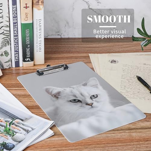 Porte-document avec clip profil bas A4 design chat blanc original - 5