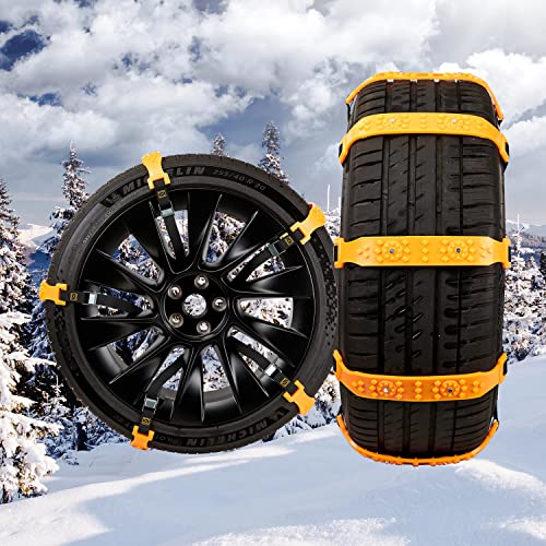 Dedc 10 Pcs Car Snow Chains, Universal Fit Anti-Slip Car Chains, Winter Driving Security Chain, Emergency Thickening Anti Skid Tire Chain For Suv Car, Traction Mud Chain For Tire Width 7.2-11.6 Inches #TOP1
