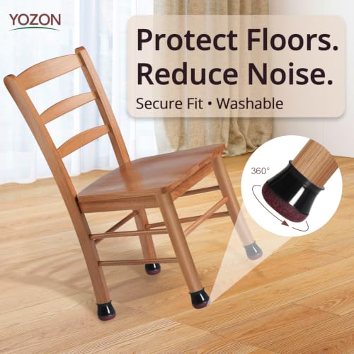 Image of YOZON Chair Leg Floor Protectors Felt Silicone Caps Strengthen Bottom | Chair Leg Protectors for Hardwood Floors Anti-Scratch Reduce Noise 16 Pack Black Round Large Fit 1-3 /16 inch to 1-5 /8 inch (30-40mm)