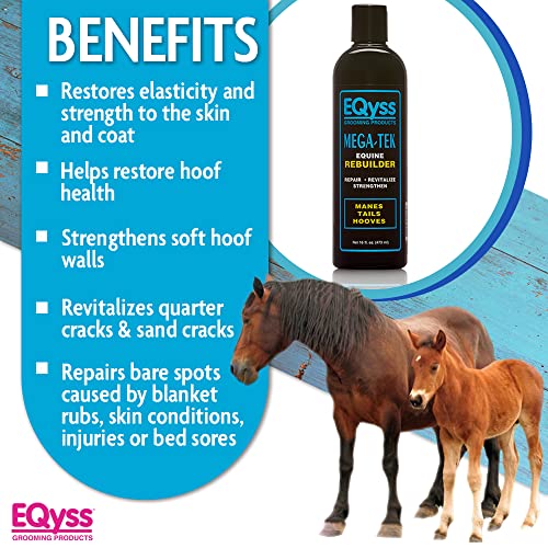EQyss Mega-Tek Equine Horse Rebuilder - Repair & Strengthen Dry Hooves, Manes, Tails - Reduce Hair Breakage, Condition Blanket Rubs, Bed Sores (16 oz) - Image 4