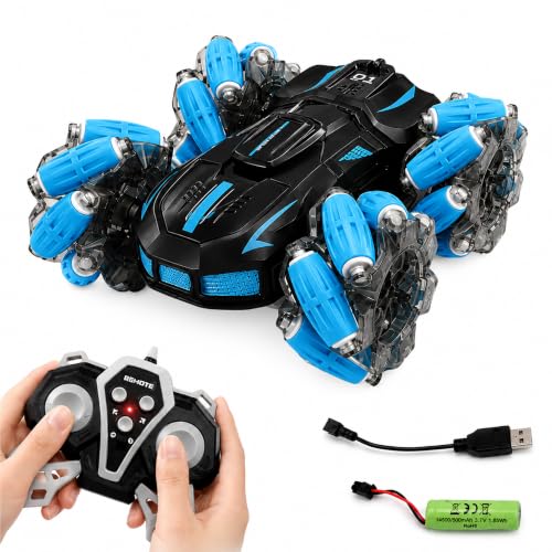 Image of Amazon Brand - Jam & Honey Remote Control Drift Stunt Car Toy | 4x4 RC Car for Kids & Adult | High Speed Racing Car | Omni-Directional Wheels | 360 Rotation | Double Sided Driving | RGB Lights Music