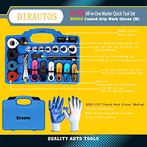 Master Disconnect 26Pcs With Gloves,Master Quick Disconnect Tools For Automotive Ac Fuel Line Transmission Oil Cooler Line Disconnects,Include Scissor Remover,Compatible With Most Ford Chevy Gm Models #TOP5