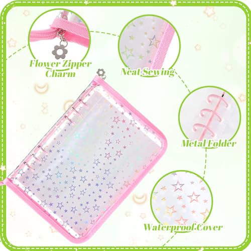 Image of Feifeiya 3 Pack 3 in 1 Sticker Storage Organizer Binder A5 Reusable Sticker Collecting Book Album Holder with Zipper Cards Keeper with 140 Pockets (Pink Blue Green)