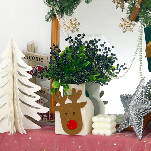 Felice Arts 6 Pack Artificial Black Berry Stems Fake Holly Berries Halloween Picks for Xmas Tree Ornaments DIY Wreath Vase Holiday Home Decor - Thumbnail 4