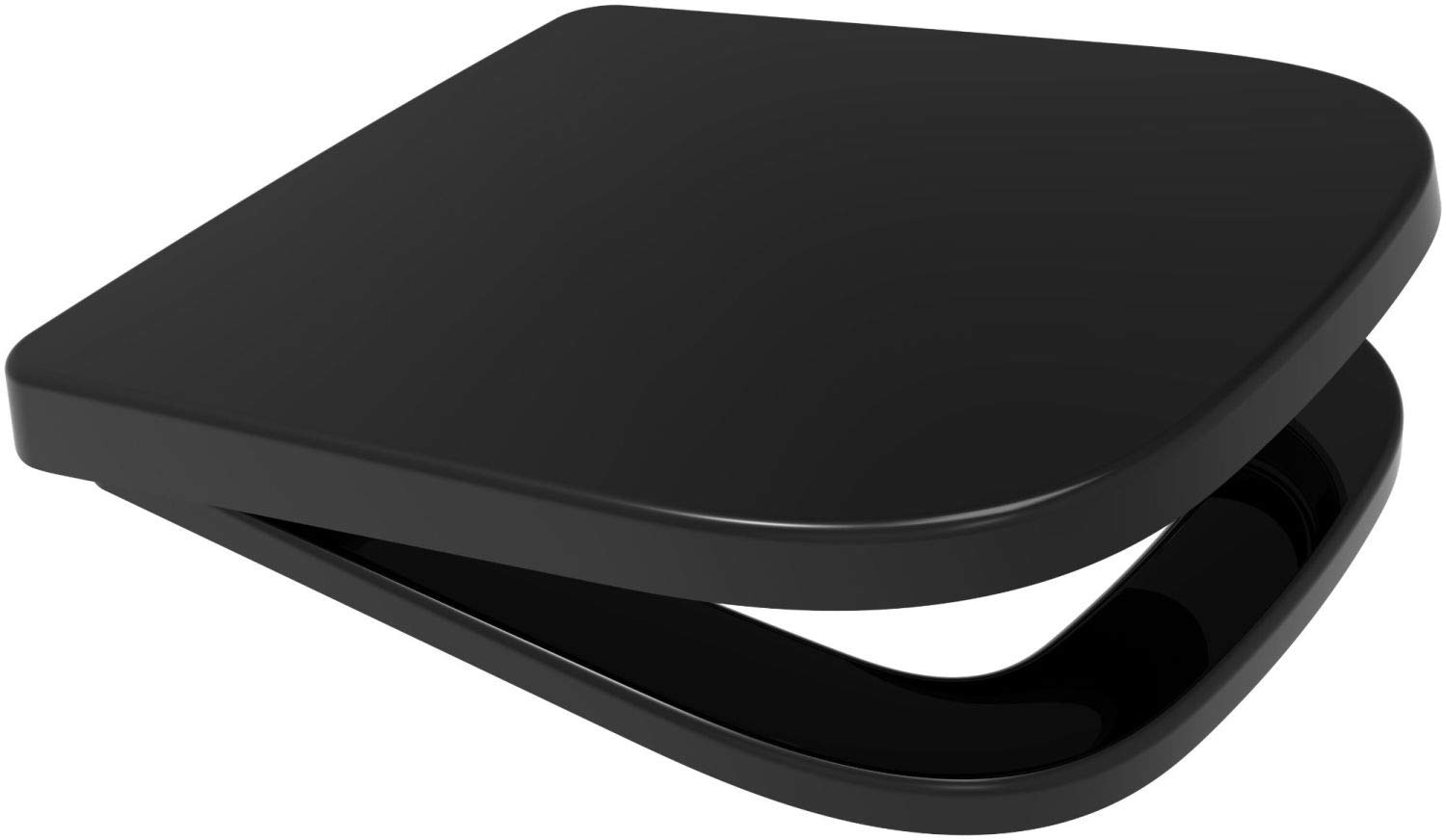 EuroshowersV20 Square Shape Soft Close Toilet Seat Quick Release Top or Bottom Fix 356 x 434 (Black)