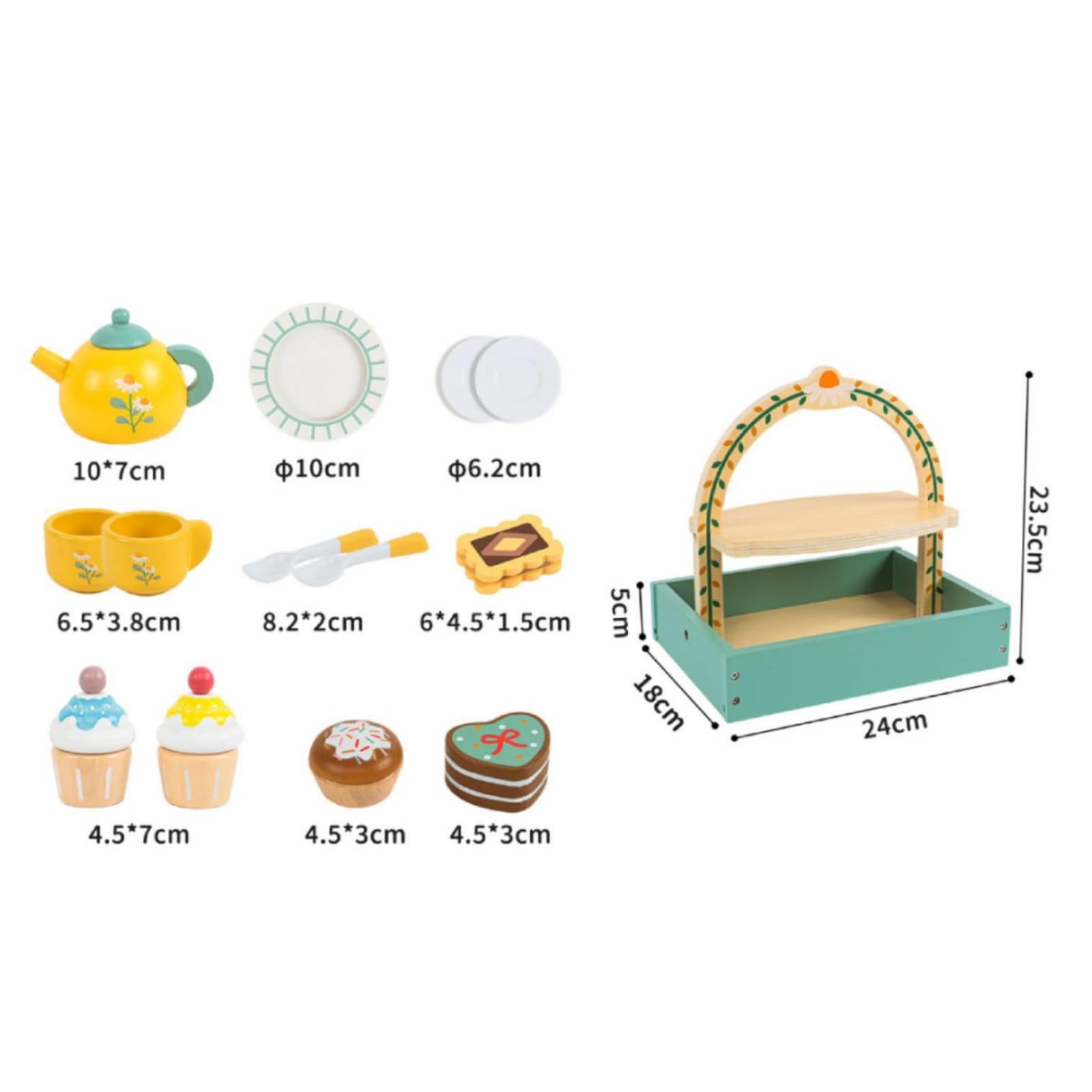 Juego Té Didáctico Juego Té con Soporte Divertido Vajilla Juguete con Postres Pequeños para Niños