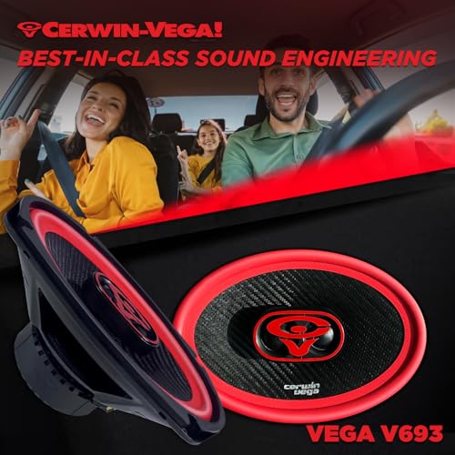 CERWIN-VEGA! V693 6X9” 420 Watts 3-Way Coaxial Car Audio Speakers - Black+Red - Image 6