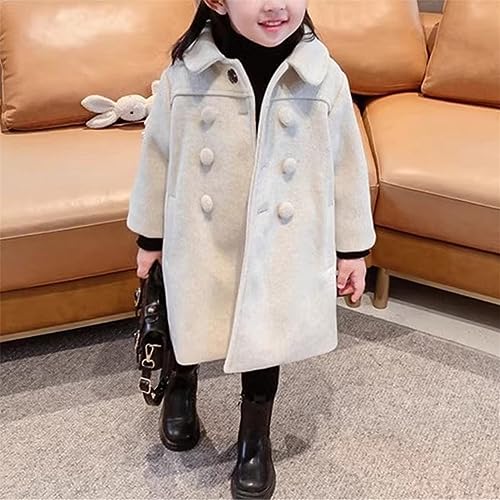 Kids Girl Solid Color Long Outerwear Toddler Baby Spring/Winter Cloak Button Down Warm Thicken Jacket Coats2
