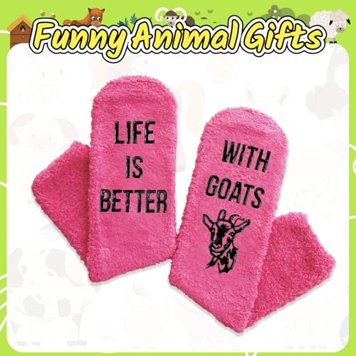 Image of HAPPYPOP Fuzzy Animal Socks for Women - Cute Unicorn, Horse, Cow and Goat Gifts for Her