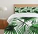 Ambesonne Palm Leaf Duvet Cover Set, Realistic Vivid Leaves of Palm Tree Growth Ecology Botany Themed Print, Decorative 3 Piece Bedding Set with 2 Pillow Shams, Queen Size, Fern Green White