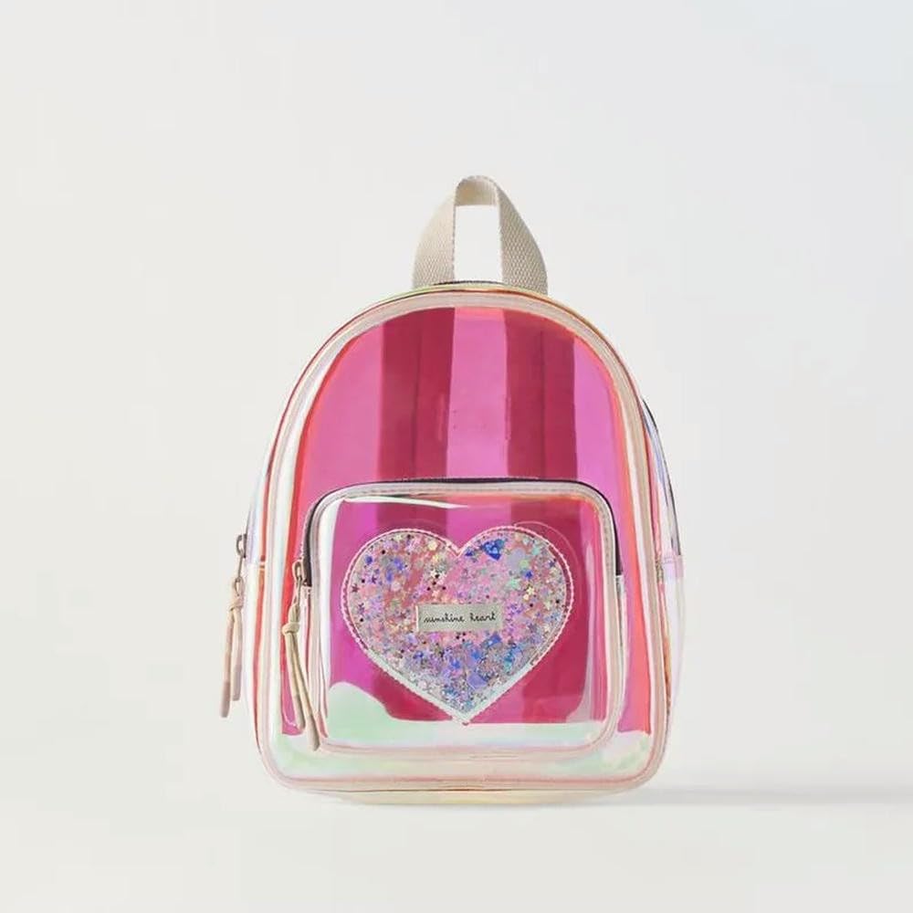 Sac rose mignon pour enfants au style Bling avec finition transparente étincelante