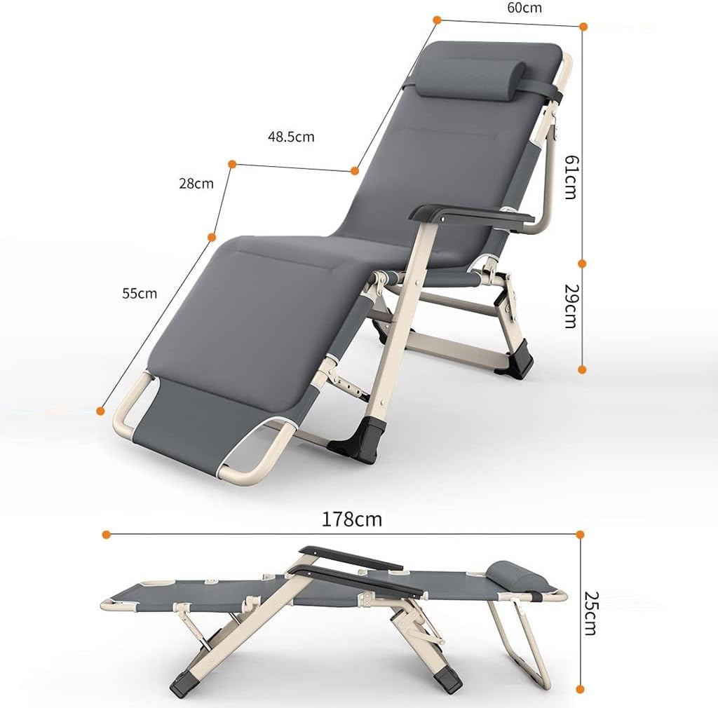 Portable Folding Adult Bed,Camping Cot 5-Position Folding Camping Cot with Handrail - Relaxing Lounger Bed with Mattress, Pillow - Portable and Compact Cot for Outdoor Backpacking, Sleepin