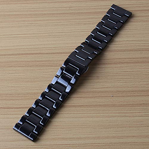 Replacement Watchband Ceramic Black Matte Polished Watch Strap Bracelet 22Mm Longer For Men Wrist Bands New (22Mm, Black Polished) #TOP7