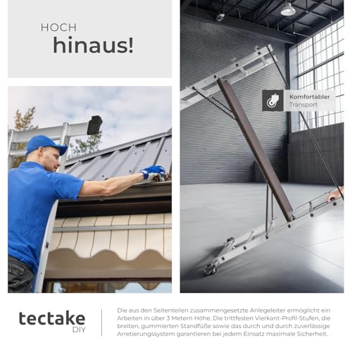 TecTake Gerüst, Leiter 4 in 1, Mobile Mehrzweckleiter, Arbeitsbühne, Baugerüst, Alu Gerüst, Rollgerüst mit Arbeitsplattform, Haushaltsleiter, belastbar bis max. 150 Kg - Silber