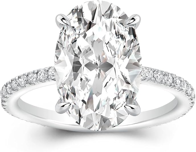3.5ct Elongated Oval Cut Moissanite Engagement Ring for Women,Genuine D Color VVS1 Clarity,925 Sterling Silver Solitaire Promise Ring for Wedding,Daily,Travel,Party