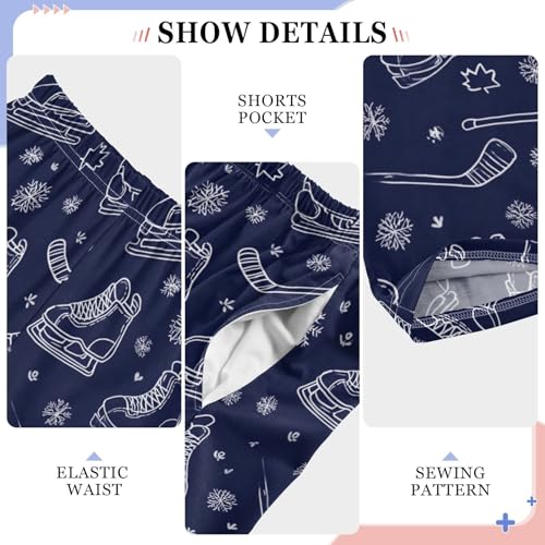 Ice Hockey Blue Design Lounge Pajama Pants Soft PJ Bottoms for Sleepwear Ages 6-14 Years4