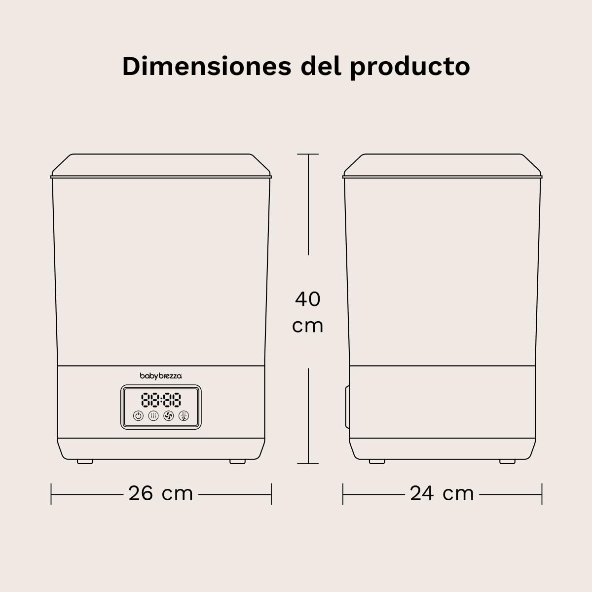 Baby Brezza SuperQuick Esterilizador y Secador en 10 Minutos (75% Más Rápido) | Mayor Capacidad para 8 Biberones y Piezas de Extractor | Esterilizador Eléctrico de Vapor | 4 en 1 (Negro) | Mantiene el contenido estéril hasta 48 horas