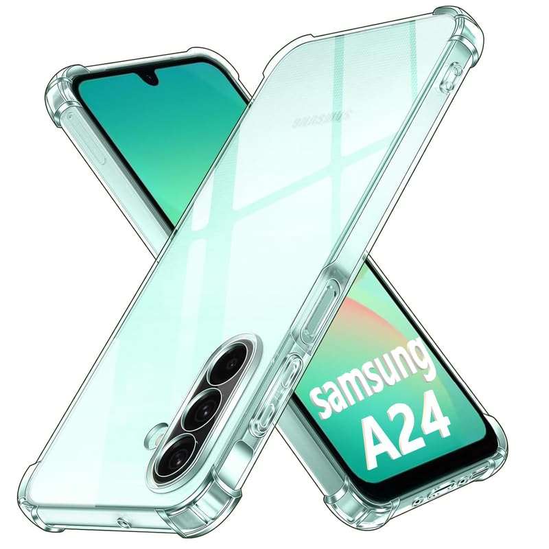 Image of Lustree Back Cover Transparent Case Compatible with Samsung Galaxy A24 | Clear + TPU Case with 4 Corner Air Cushion Protection & Camera Protection | Slim& Stylus Cover