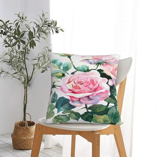 Housse de coussin 70x70 cm rose lot de 2 carrés pour canapé de salon