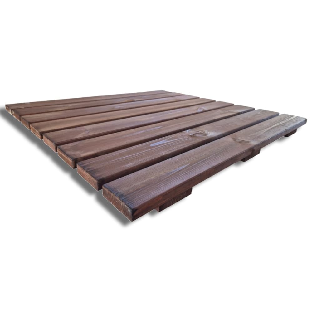 Plataforma de ducha antideslizante de madera 78 x 78 cm, 4,4 cm de grosor, marrón