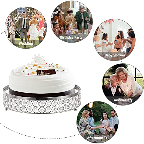 Elldoo Set Of 3 Crystal Wedding Cake Stands, 10/12/14 Inch Silver Round Rise Cake Display Stand, Metal Cupcake Stand Dessert Cookies Fruit Serving Tray For Parties Birthday Baby Showers Anniversary #TOP2