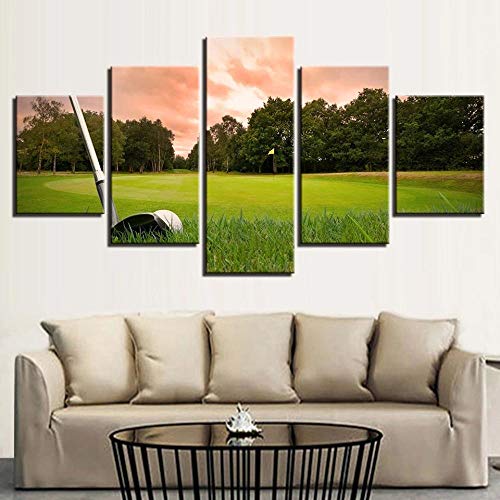 Pinturas en lienzo Arte de la pared de la sala de estar Imágenes del campo de golf al atardecer Impresiones HD Cartel de la bola de la colina verde Decoración del hogar 30x40 30x60 30x80cm Sin marco