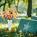 2 Set Artificial Cemetery Flowers with Grave Vase-2 Bunches Lilies & Rose Mixed Orangish Yellow Silk Memorial Flowers-2 Cemetry Vase with Foam for Outdoor Headstones Gravesite Graveyard Decorations