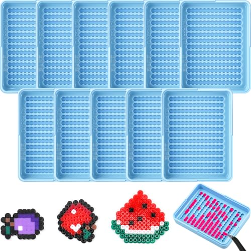 Image of Beeveer 12 Pcs 2.6mm Fuse Beads Picking Trays 2.6 x 2 Inches Bead Sorting Trays Organizer Efficient Sorting Tools for Melty Beads for DIY Arts Crafts (Blue)