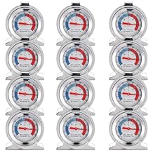 12 Pack Stainless Steel Refrigerator Freezer Thermometer Large Dial Analog Thermometer for Refrigerator Freezer Fridge Cooler