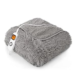 Pawque Heated Blanket Electric Throw 50 x 60 inches, 10 Heating Levels & Auto Off, Fuzzy Blanket with Soft Faux Fur…