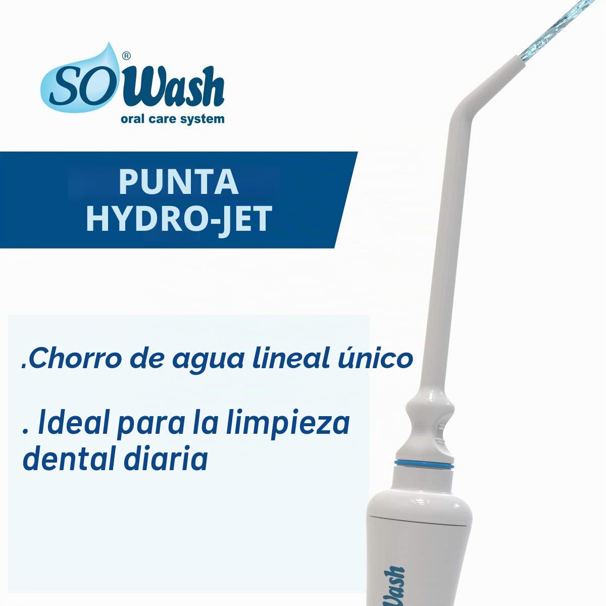 Irrigador Dental SoWash | Trío | Se conecta al grifo | Irrigador Dental sin pilas ni electricidad | 1 cabezal vórtice + 1 cabezal Vortice Brush + 1 cabezal hidrochorro | Producto italiano