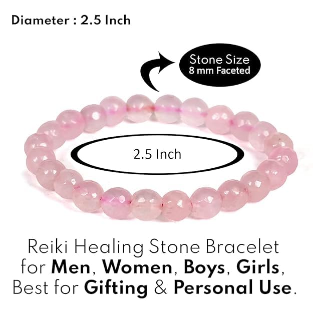 Image of Reiki Crystal Products Certified Natural Crystal Stone 8 mm Diamond Cut /Faceted Beads Bracelet for Men & Women | Reiki Charged Gemstone Bracelet | Multiple Crystal Variants Available