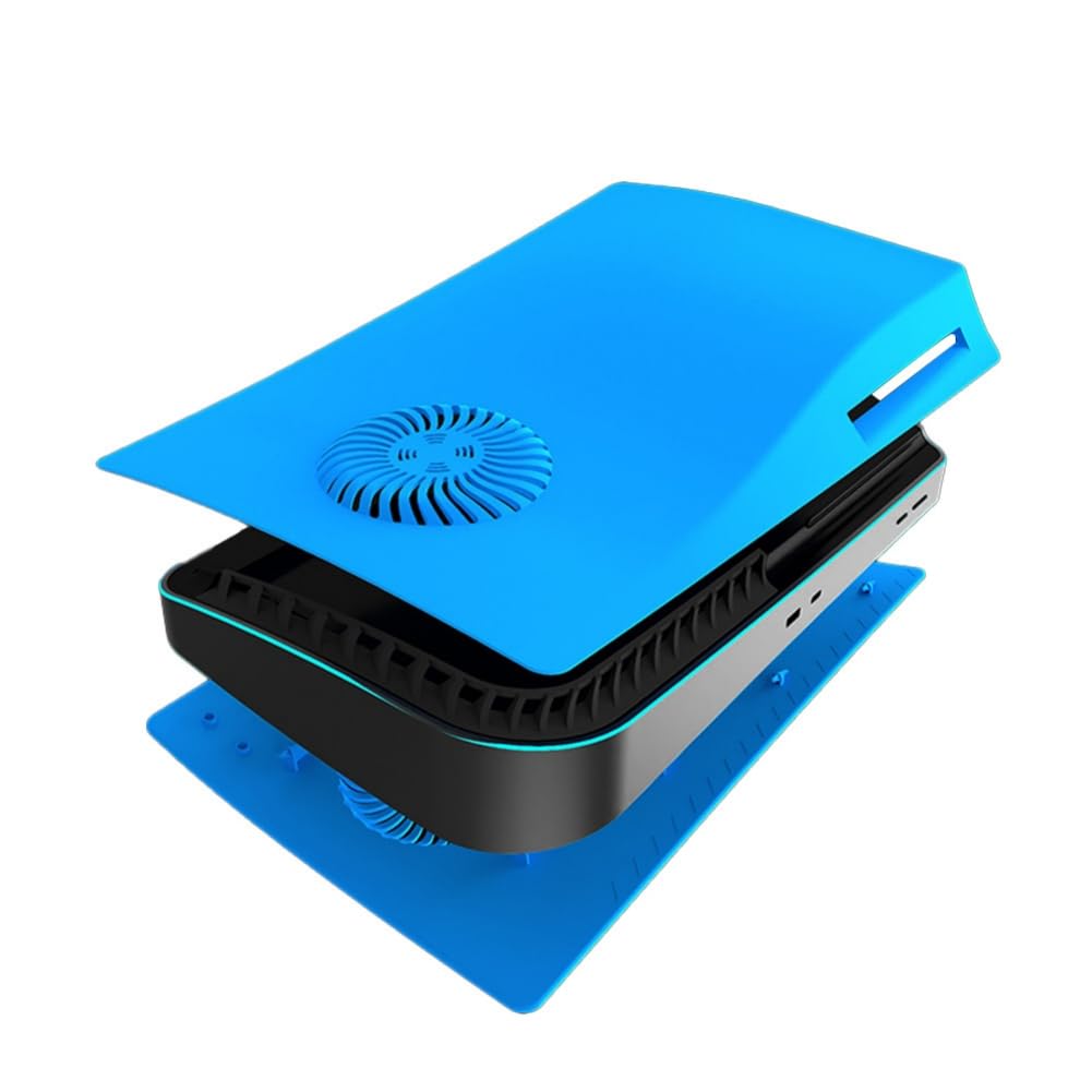 Plaques de Couvercle Boîtier des Plastrons pour PS5 Console Version Disque, Coque de Remplacement avec Évents Plaques Latérales Boîtier ABS Accessoires Antichocs pour PS5, Bleu Étoilé