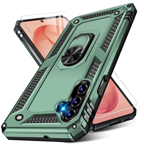 Image of for Samsung Galaxy S26 Plus Case with Screen Protector, Heavy Duty Military Grade Shockproof Rugged Protective Cover for Samsung S26 Plus Phone Case with Metal Ring Magnetic Kickstand (Green)
