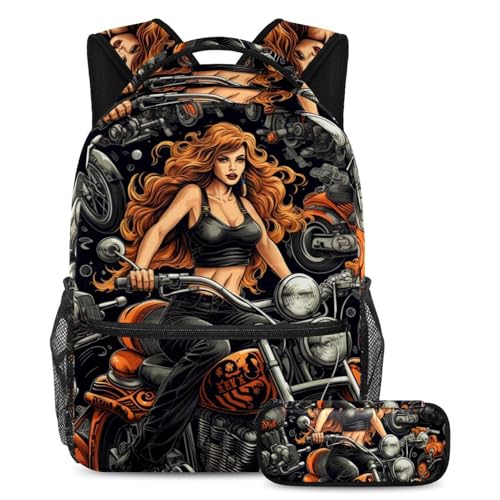 Ensemble de cartables pour enfants robuste grand format moto cool beauty