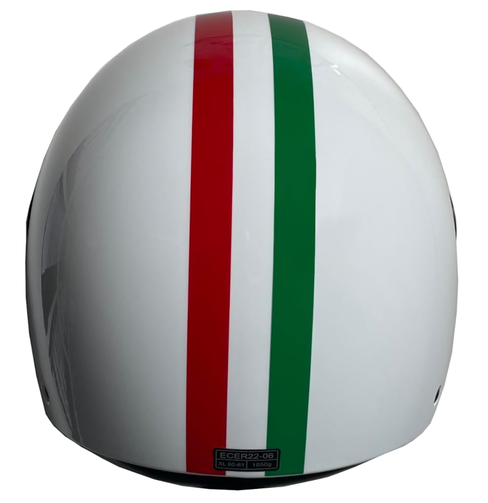 Jethelm RALLOX 229 Italia Helm Motorradhelm Größe L Rollerhelm mit Visier klar weiß Glanz