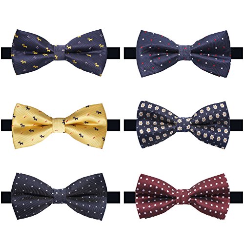 AVANTMEN 6 PCS Adjustable Pre-tied Bow Tie Set for Men Ties in Gift