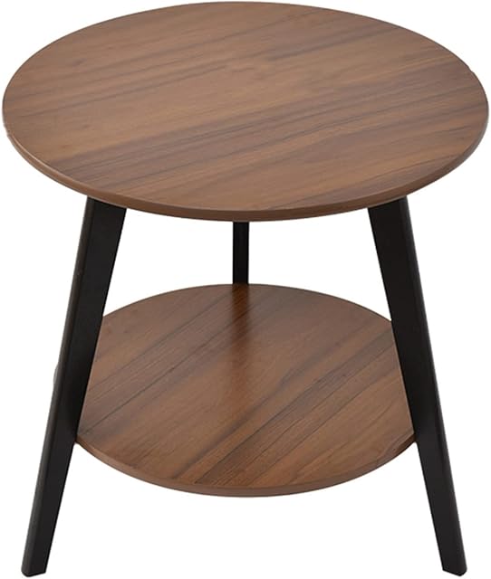 ZYuH-ladder Wooden Side Table, 2-tier Round Storage End Tables Sofa Corner Table Accent Table For Living Room Bedroom Office Small Spaces(Size:50 * 50 * 60CM,Color:A)
