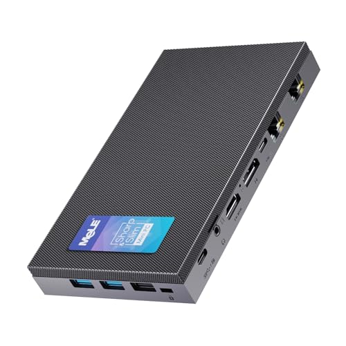 Image of MeLE QuieterDL Dual LAN Fanless Mini PC, N100 4GB 128GB Mini Computer | Dual 2.5G LAN, Full-function USB-C, 4K Triple Display, Silent Desktop, for Soft Router, Home, Office, Business