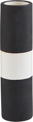 Mud Pie Jarrón blanco y negro, pequeño, 7 12" x 2" diámetro