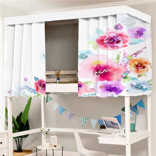 Treer 3D Rideau Occultant pour Dessous de Lit Long, Rideau de Lit Mezzanine Anti-Poussière Occultant pour Lit Superposé ou Lit Cabane, Rideau Lit mi Hauteur (Plantes...